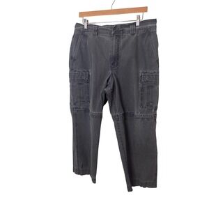 LL Bean Mens Cargo Convertible Pants Size 35 Gray Cotton Gray Faded Outdoors